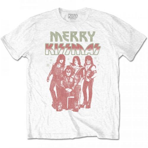 Kiss - Tričko Merry Kissmas - Muž, Unisex, Biela, XXL