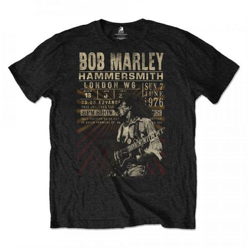 Bob Marley - Tričko Hammersmith '76 - Muž, Unisex, Čierna, L