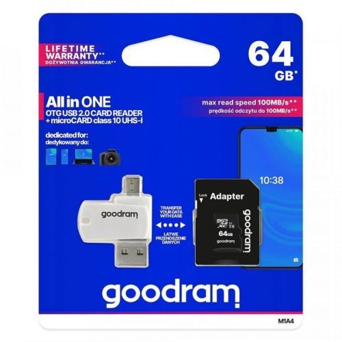 Pamäťová karta GOODRAM microSDHC 64GB UHS-I + adaptér (M1AA-0640R)12