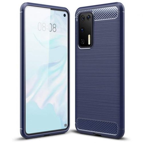 Puzdro Carbon Bush TPU pre Huawei P40  - Modrá KP9460