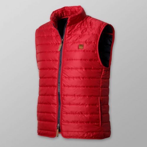 Pánska prešívaná vesta červenej farby s lesklým povrchom 13086