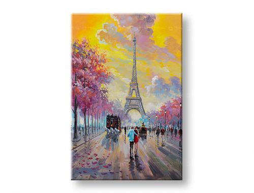 Maľovaný obraz na stenu PRECHÁDZKA V PARÍŽI 1 dielny 60x90 cm CFAZH6205E1