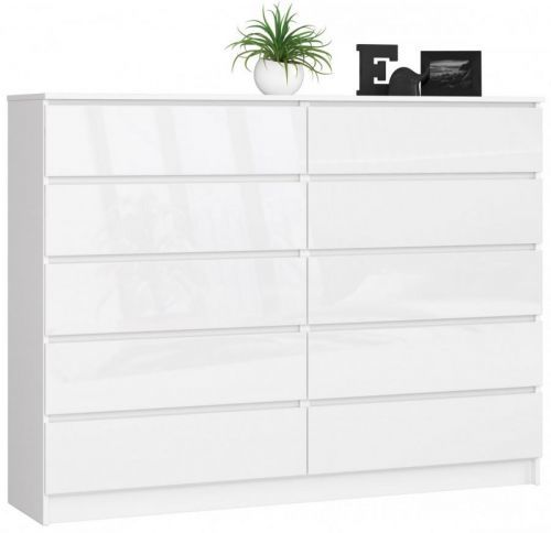 Komoda Rollo K 160 cm biela lesklá