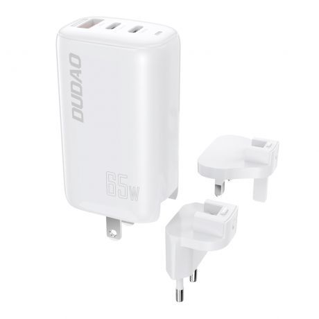 Dudao A7PRO 3in1 sieťová nabíjačka USB / 2x USB-C QC PD 65W, biela (A7PRO)