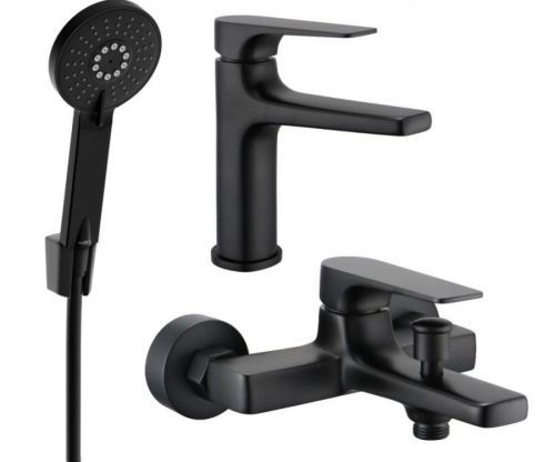 MEXEN/S - Lynx R40 SET umývadlová a vaňová batéria s príslušenstvom, čierna 745903R40-70