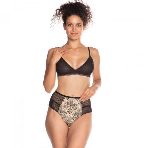 Dámske nohavičky MIDI L-1376MD béžová a černá 2XL