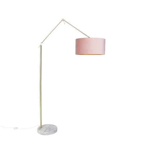 Vloerlamp goud met kap roze met gouden binnenkant 50 cm - Editor