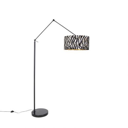 Vloerlamp zwart met kap zebra 50 cm - Editor