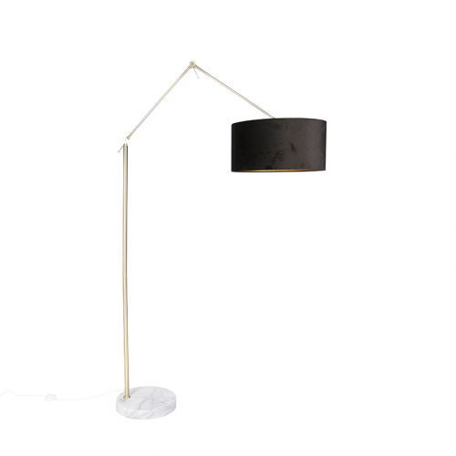 Vloerlamp goud met kap zwart 50 cm - Editor