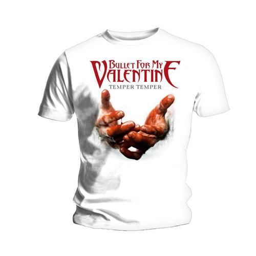Bullet for My Valentine - Tričko Temper Temper Blood Hands - Muž, Unisex, Biela, M