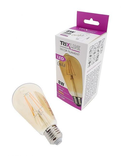 Žiarovka LED ST64 8W E27 1600K Gold Decor Filament
