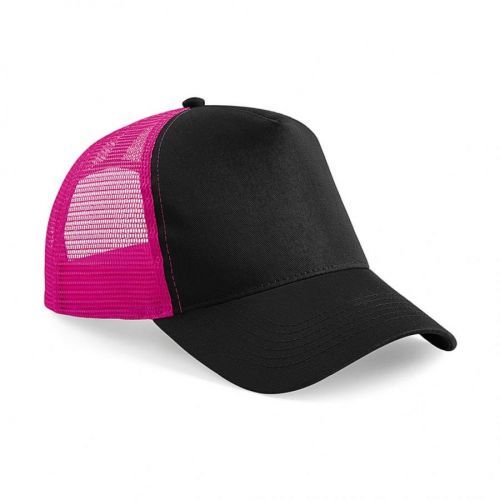 Šiltovka Beechfield Snapback Trucker - čierna-ružová