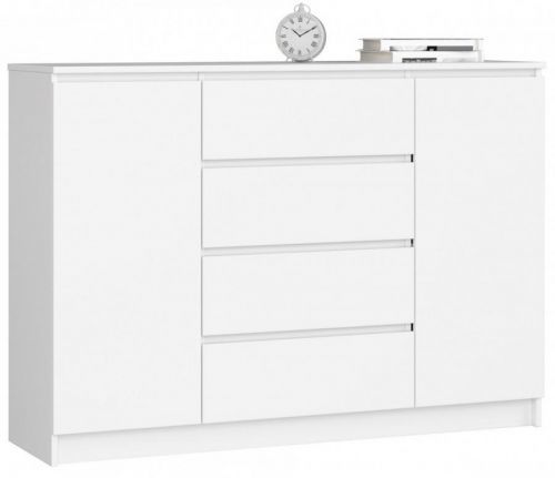 Komoda Kryštof 140 cm 2 skříňky a 4 šuplíky bílá