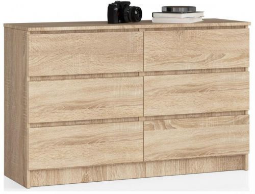 Komoda Kuba 120 cm 6 šuplíků dub sonoma