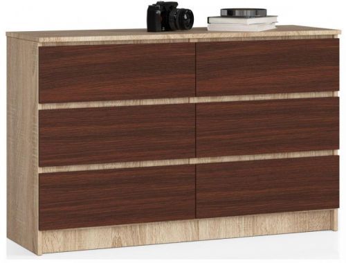 Komoda Kuba 120 cm 6 šuplíků dub sonoma/wenge