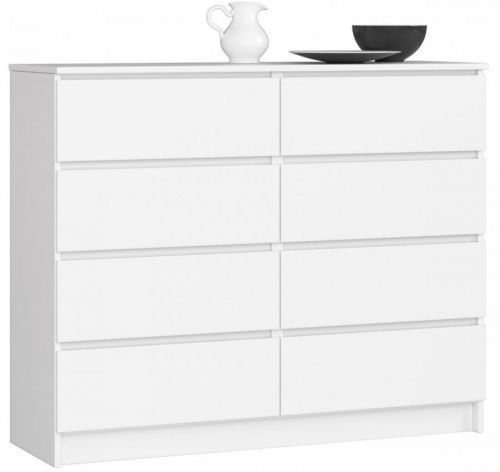 Komoda Kuba 120 cm 8 šuplíků bílá
