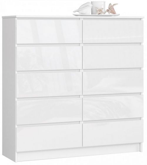 Komoda Kuba 120 cm bílá lesklá