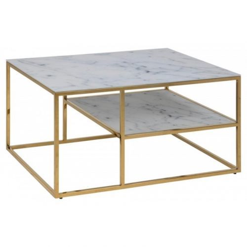 Konferenční obdélníkový stolek Alisma 90 cm mramor/zlatá