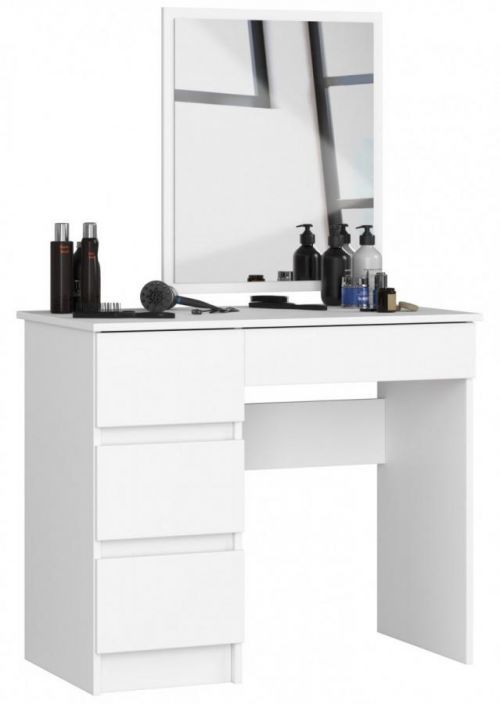 Kosmetický stolek se zrcadlem T-6 90x50 cm bílý levý