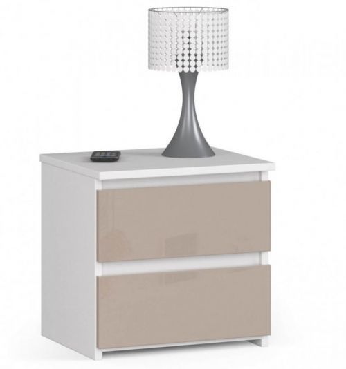 Noční stolek CL2 40 cm bílý/cappuccino lesk