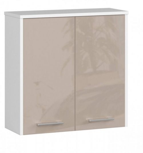 Závěsná koupelnová skříňka Fin 60 cm bílá/cappuccino lesk