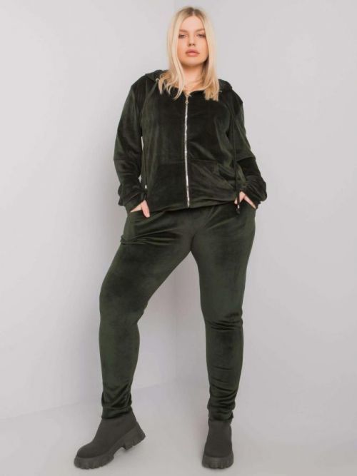 Khaki velúrová súprava plus size 3XL