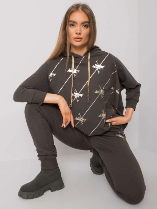 Tmavá khaki tepláková súprava s nohavicami S/M