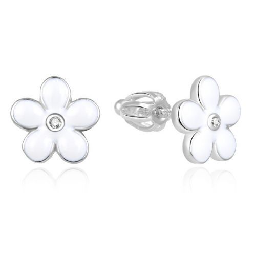 Beneto Strieborné kvietkové náušnice AGUP1540S