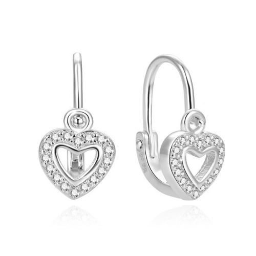 Beneto Strieborné dievčenské náušnice Srdiečka AGUC803DL