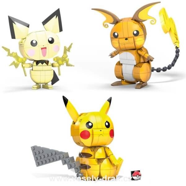 Mattel Pokémon Set Pikachu Evolution Trio - Mega Construx 13 cm
