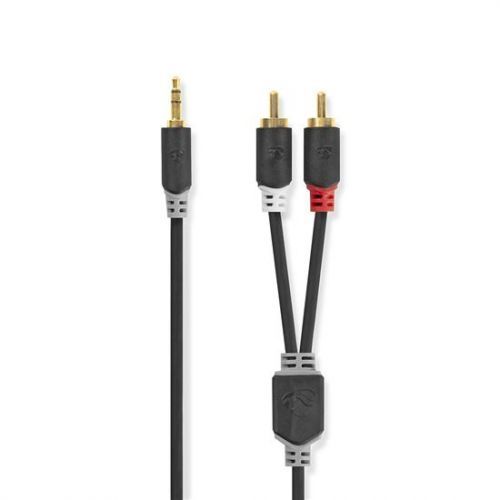 NEDIS STEREO AUDIO KABEL, 3,5MM, KONEKTOR, 2X RCA KONEKTOR, POZLATENY, 1M