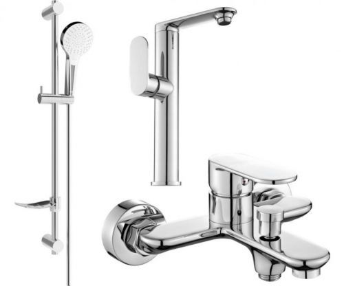 MEXEN/S - Milo DF05 SET umývadlová batéria + vaňová s príslušenstvom, chróm 713153DF05-00