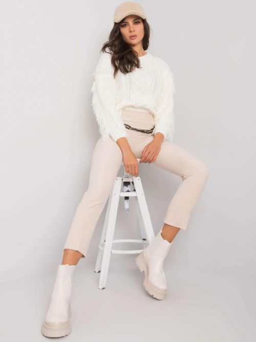 Béžové nohavice s reťazou 36