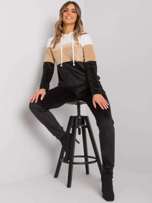 RUE PARIS Czarno-biały damski komplet z weluru S/M