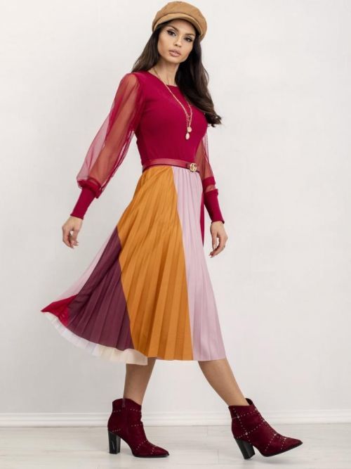 Blúzka so sieťovanými rukávmi vínová RUE PARIS XL