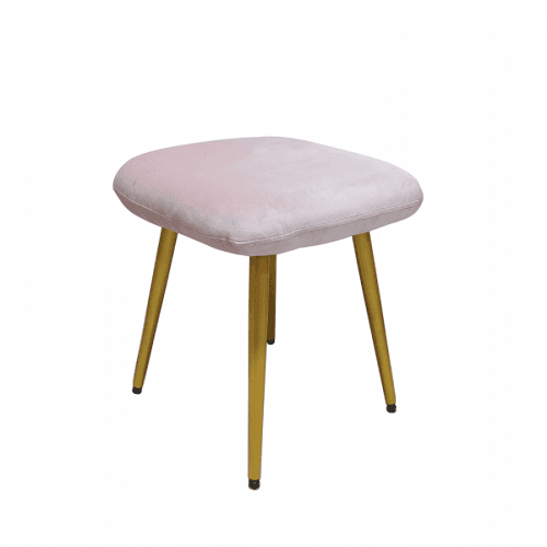 Taburet, světle růžová Velvet látka / zlatá, TERONA