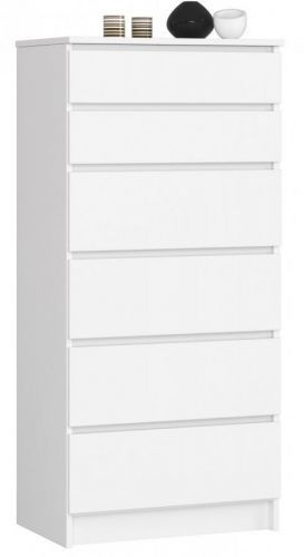 Komoda Kuba 60 cm - 6 zásuviek biela