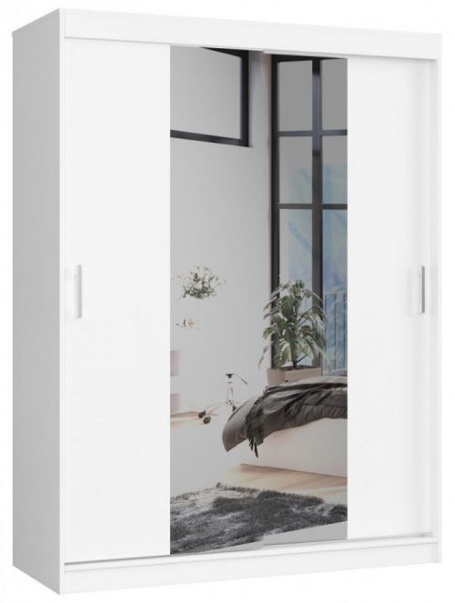 Šatní skříň se zrcadlem Reton 150 cm bílá