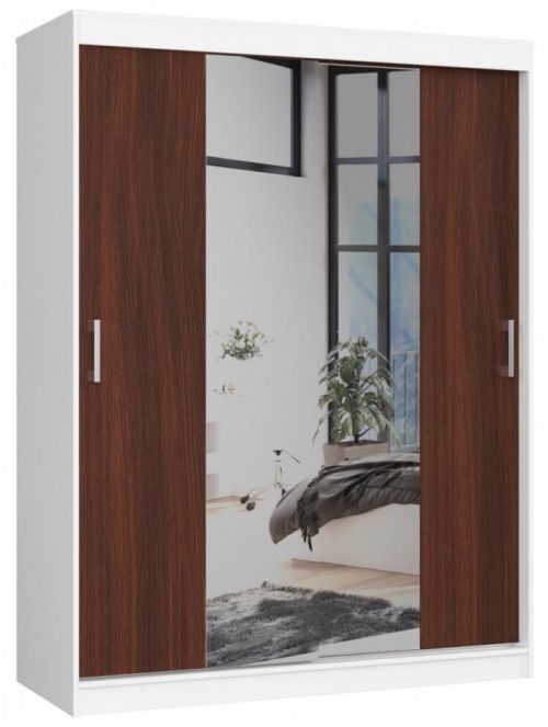Šatní skříň se zrcadlem Reton 150 cm bílá/venge