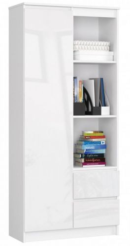 Skříň Rexa 80 cm bílá lesk