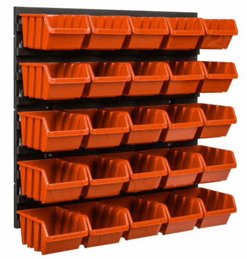 ProfiGaráž Stena na náradie 39x39cm + 25 boxov RED