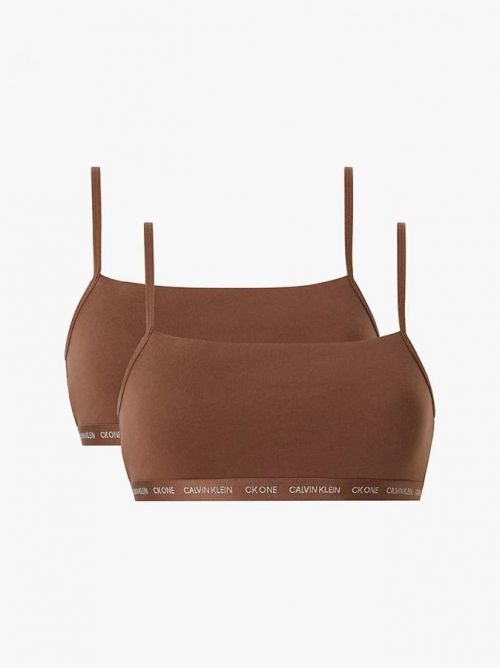 Dámská bralettka 2 pack 000QF6040E - W5K - Hnědá - Calvin Klein  hnedá S