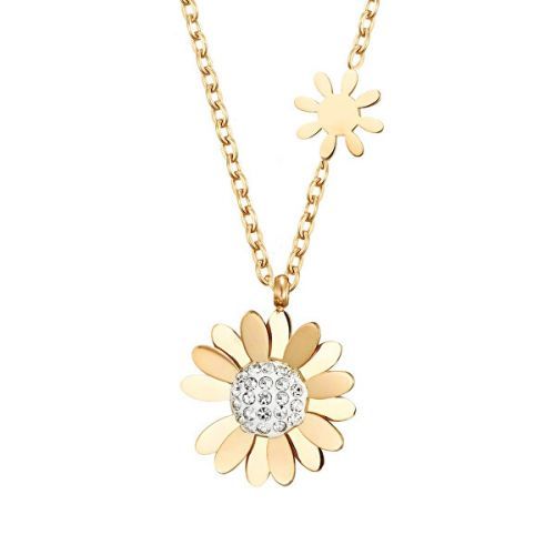 Troli Pôvabný pozlátený náhrdelník s kvietkami VSN004G-PET