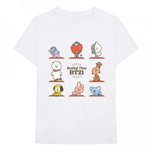 BTS - Tričko Resting Time - Muž, Unisex, Biela, S
