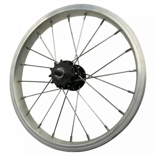 14-palcové zadné koleso skladacieho bicykla s jedným ráfikom tilt 500 XS strieb.