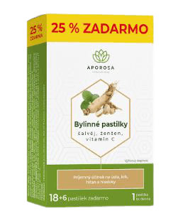 Aporosa Bylinné pastilky šalvia, ženšen, vitamín C 18+6 pastilek