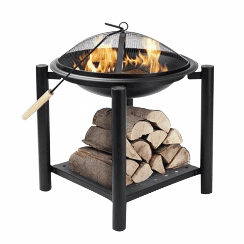 Přenosné ohniště s roštem, poklopem, pohrabáčem a úložným prostorem, BERANT