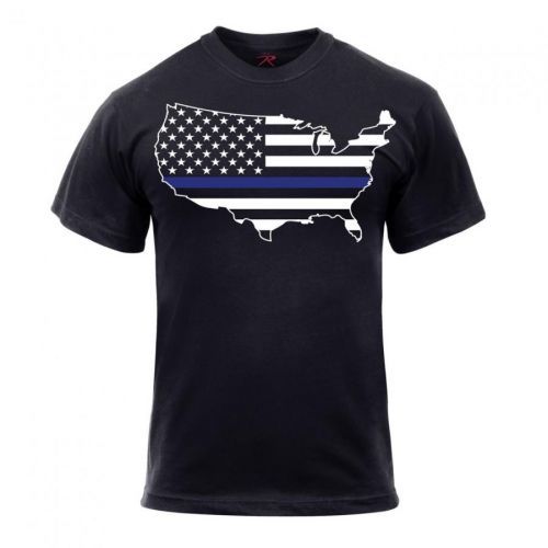 Tričko Rothco Thin Blue Line USA - čierne, XL