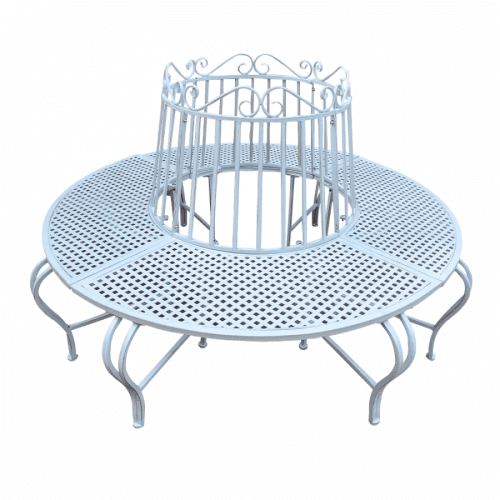 Lavička kolem stromu, bílá, kov, RAFIN