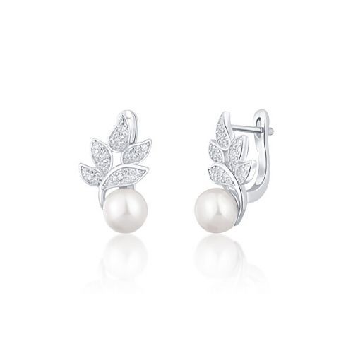 JwL Luxury Pearls Prekrásne strieborné náušnice s pravými perlami a zirkónmi JL0719